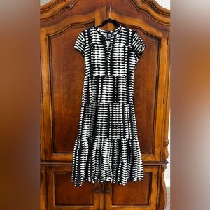 Madison Mathew’s Folly Midi Dress Black White Geometric Large